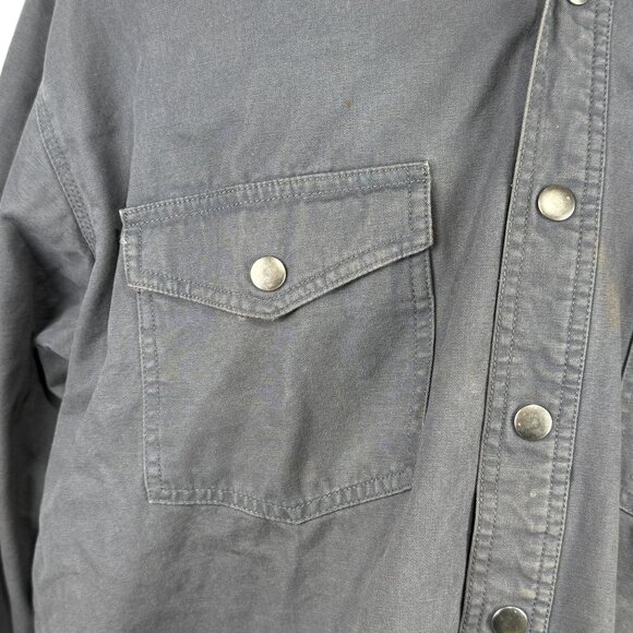Wrangler Rugged Wear Gray Button-Up Shirt XL 100% Cotton Long Sleeve Mens Casual - Picture 14 of 14